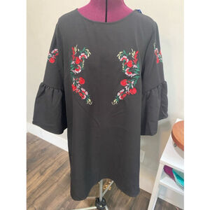 Black Embroidered Dress XL